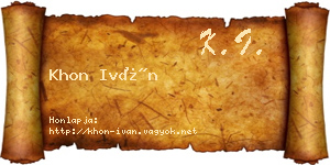 Khon Iván névjegykártya